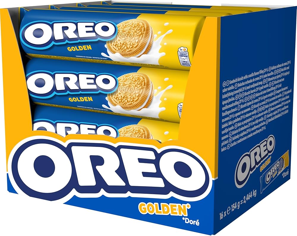 Oreo Golden Galletas de Vainilla Rellenas de Crema Sabor Vainilla 154g - Pack de 16