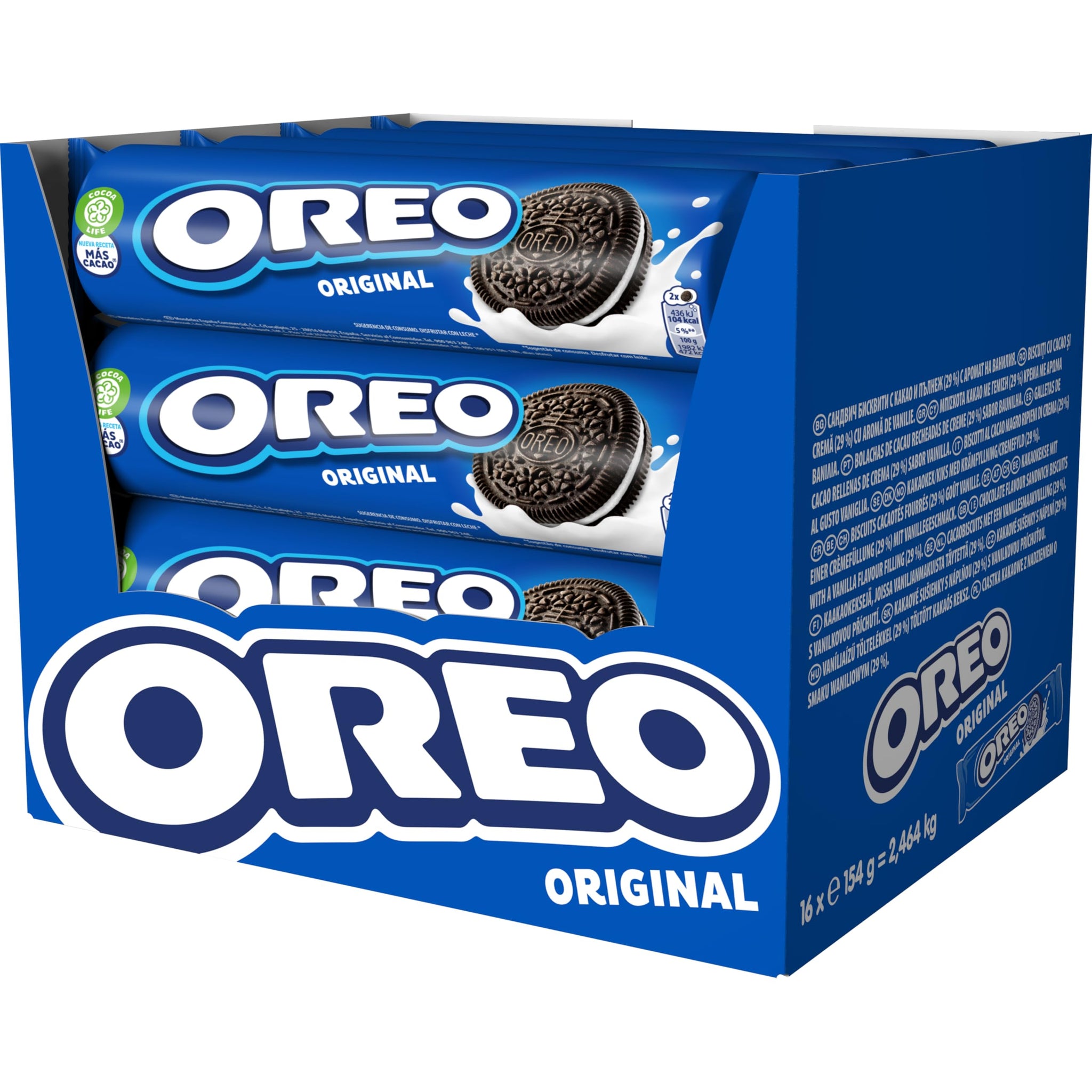 Oreo Original Galletas de Cacao Rellenas de Crema Sabor Vainilla 154g - Pack de 16