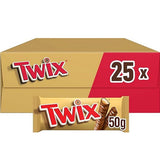 Twix Chocolate with Crunchy and Soft Caramel Cookies Coated with Milk Chocolate (25 x 50g)